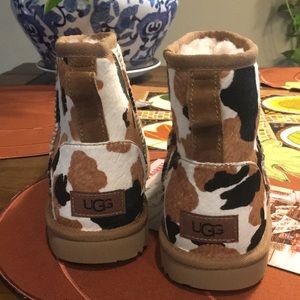 Ugg cow hair cow print booties size 5 big kids